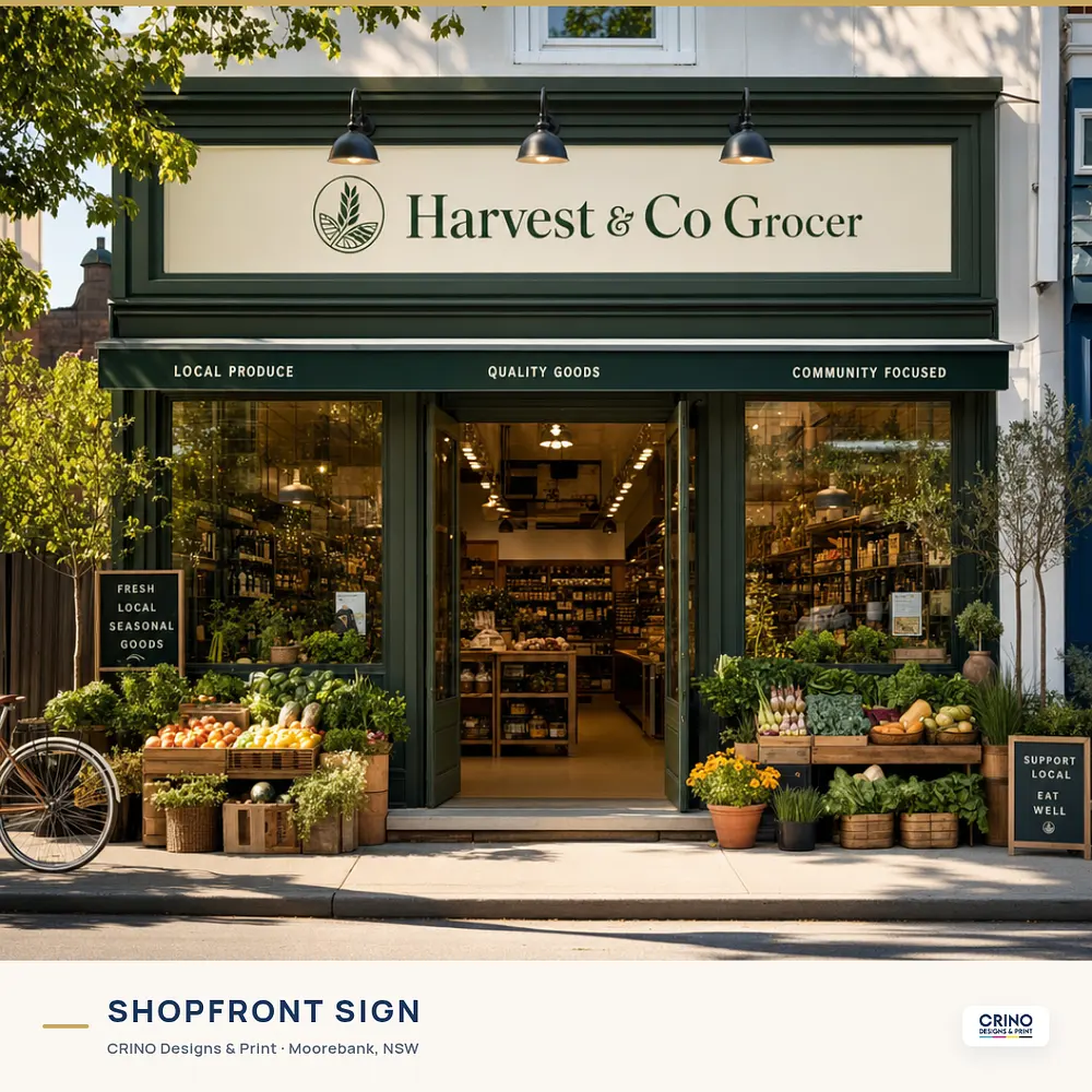 Custom shopfront signage for a local store